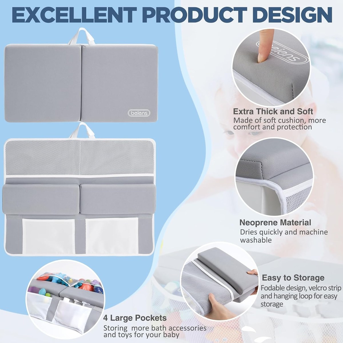 beiens Bath Kneeler and Elbow Rest Pad Set, photo 2