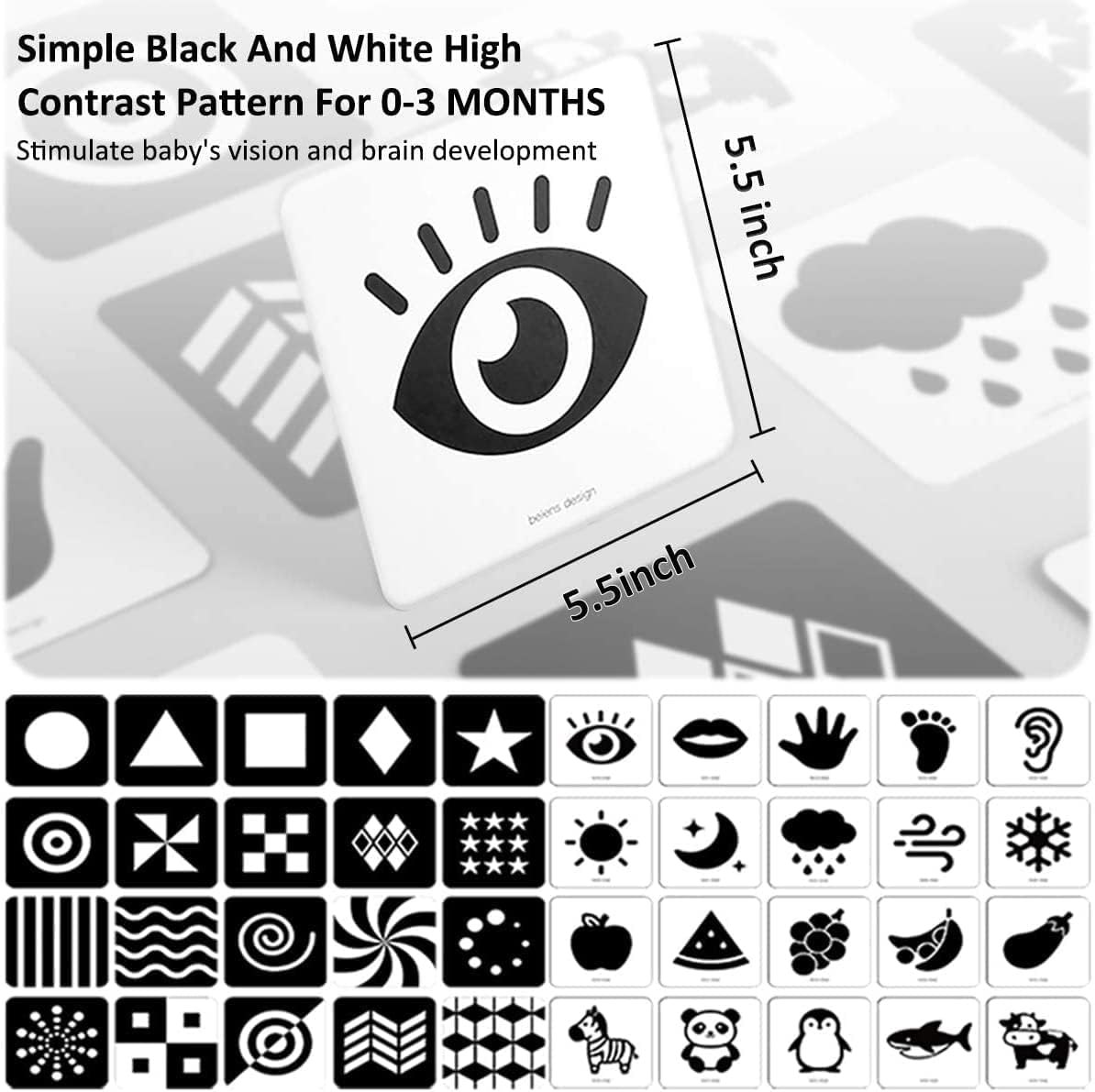 beiens High Contrast Baby Flashcards, 20 Cards, photo 3
