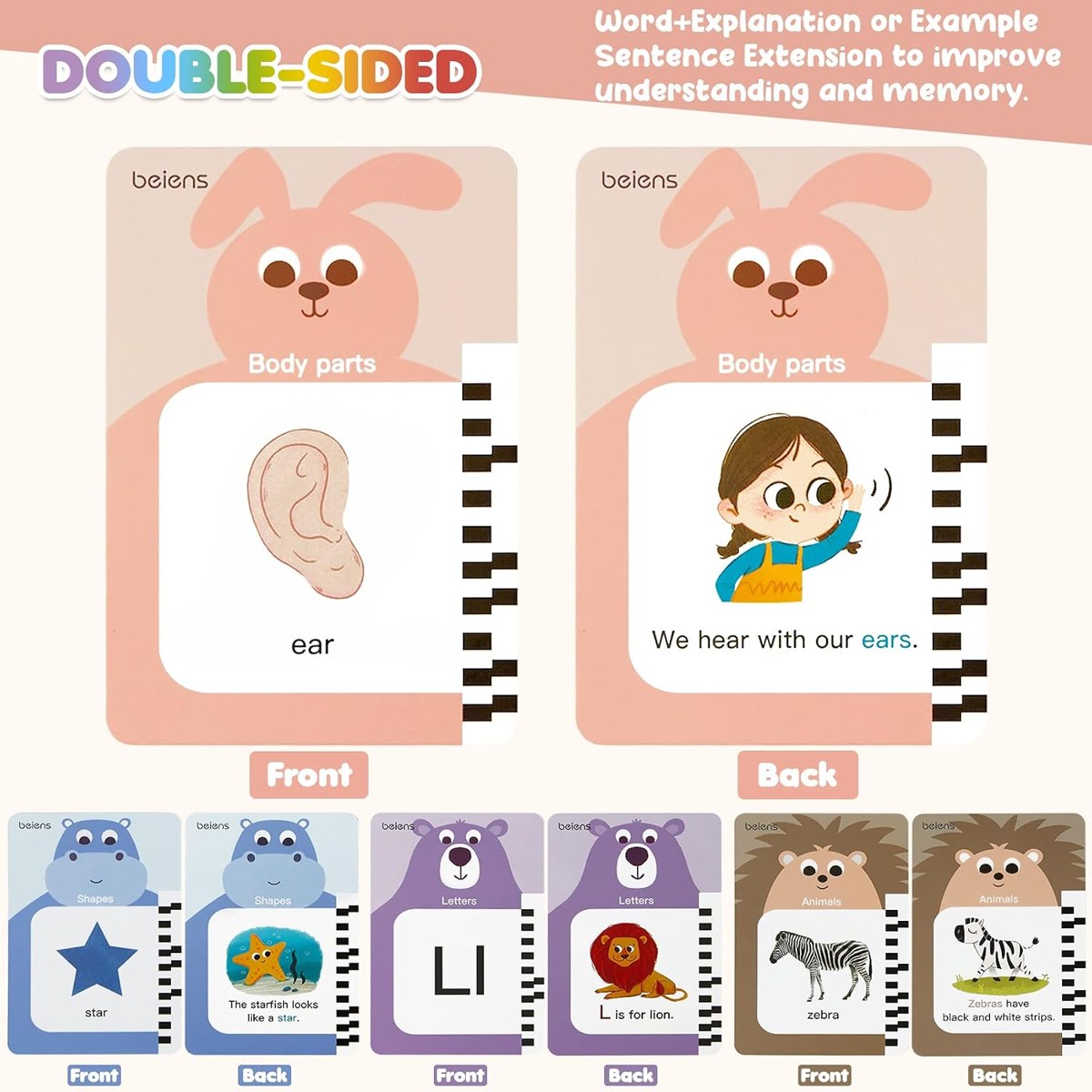 beiens Talking Flash Cards, 120 Cards, photo 6